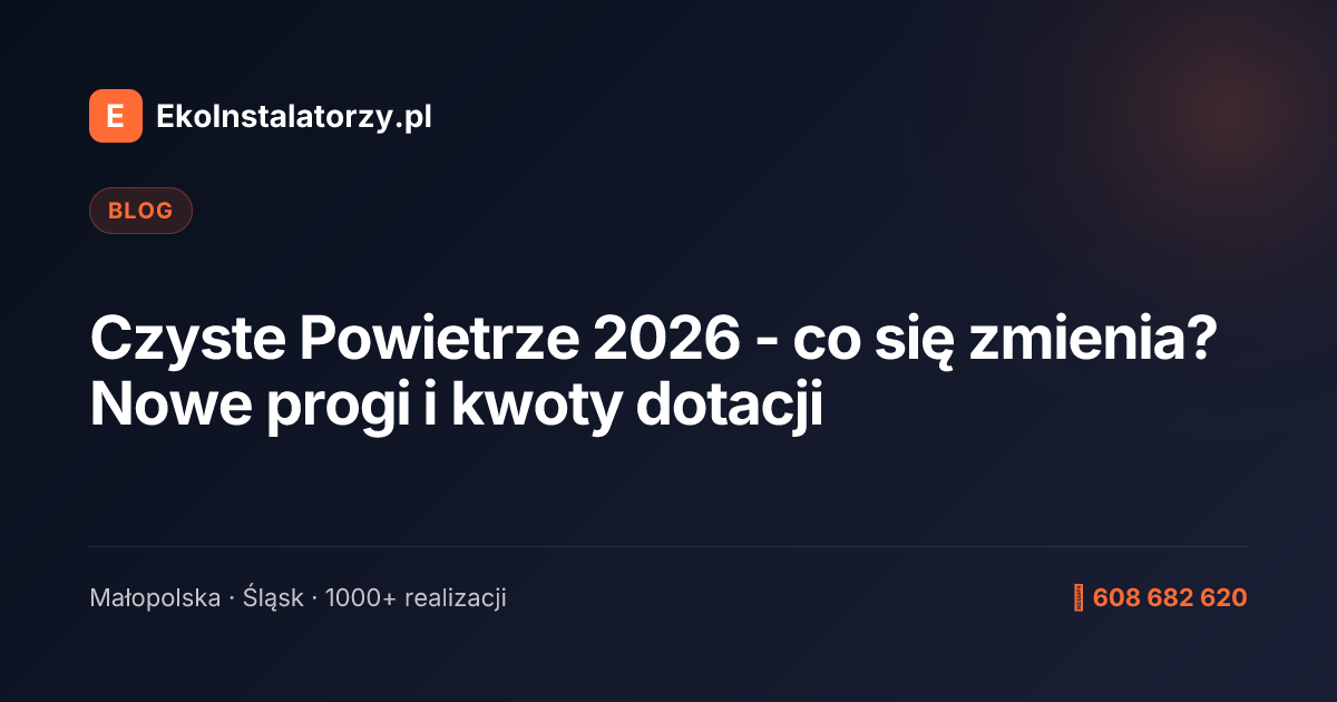 Czyste Powietrze 2026 - co się zmienia? Nowe progi i kwoty dotacji