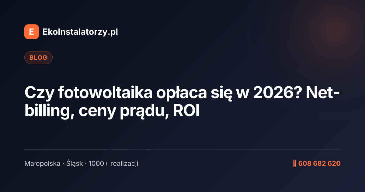 Czy fotowoltaika opłaca się w 2026? Net-billing, ceny prądu, ROI
