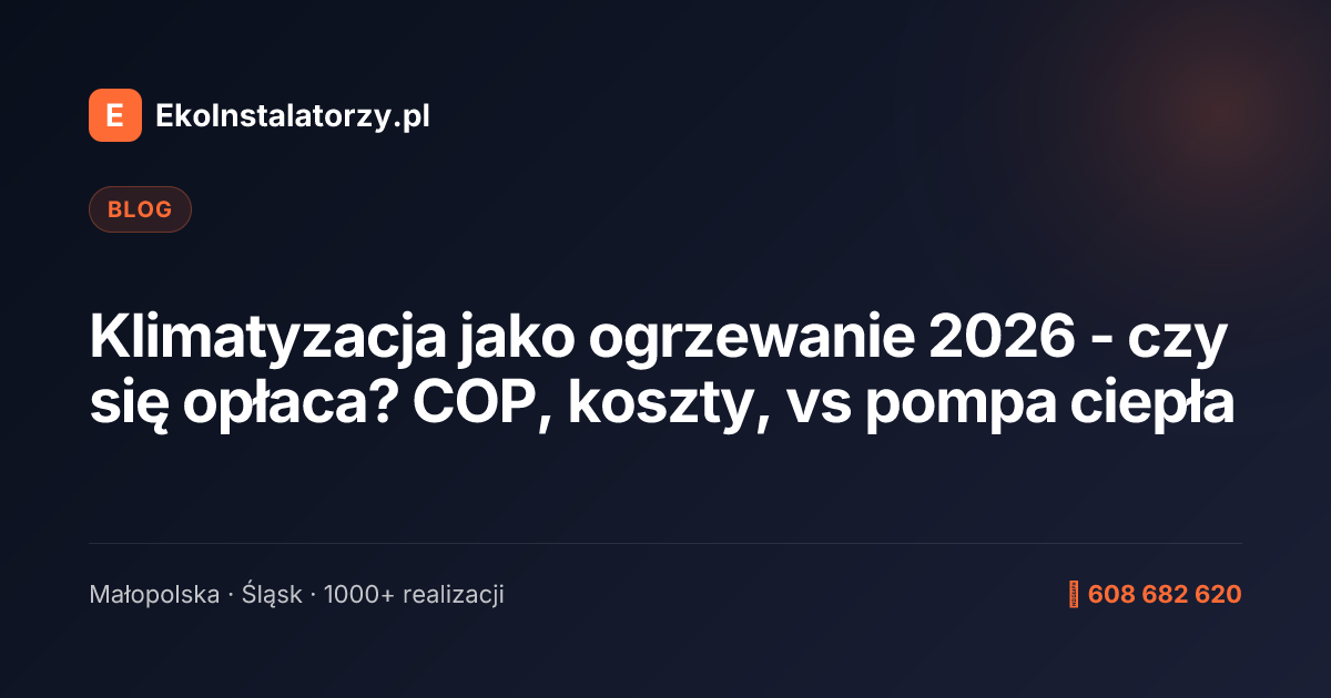Klimatyzacja jako ogrzewanie 2026 - czy się opłaca? COP, koszty, vs pompa ciepła