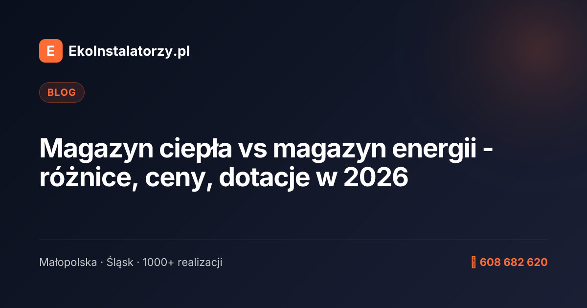 Magazyn ciepła vs magazyn energii - różnice, ceny, dotacje w 2026