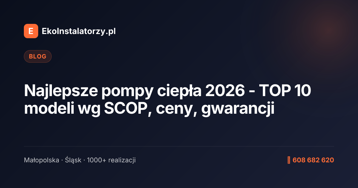 Najlepsze pompy ciepła 2026 - TOP 10 modeli wg SCOP, ceny, gwarancji