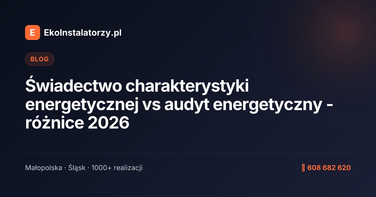 Świadectwo charakterystyki energetycznej vs audyt energetyczny - różnice 2026
